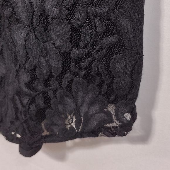 BKE Lace Floral Embellished Button Shirt Womens S Black Silver Boho Retro 90s - Picture 4 of 7